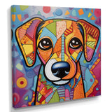 Geometric multicolor dog portrait - Dog Living Room Wall Art
