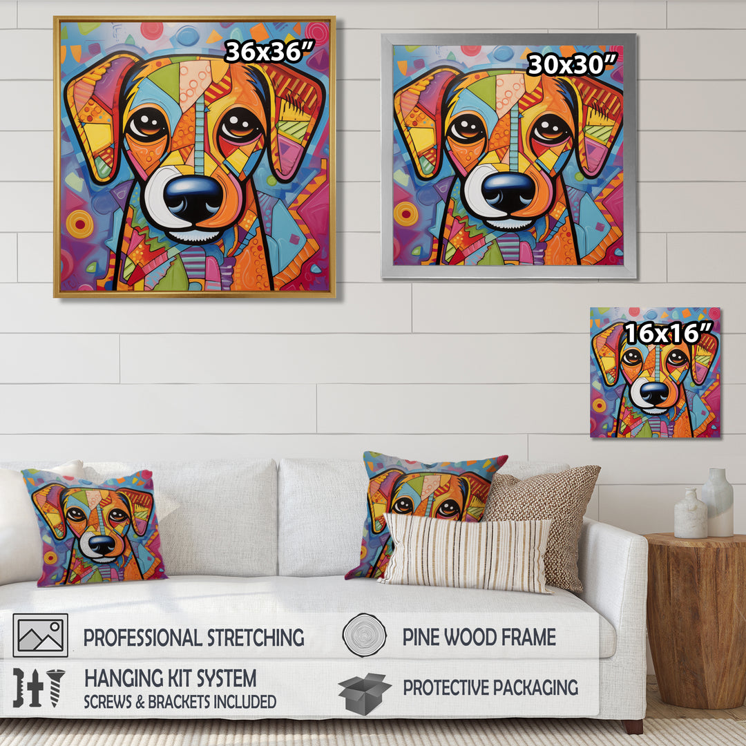 Geometric multicolor dog portrait - Dog Living Room Wall Art