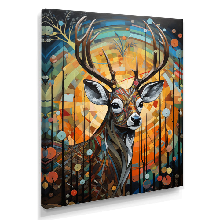 Deer in colorful landscape composition - Deer Bedroom Wall Art