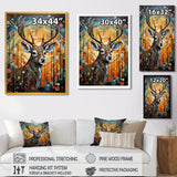 Deer in colorful landscape composition - Deer Bedroom Wall Art