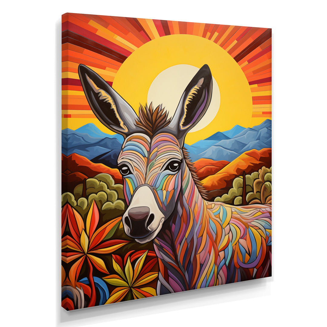 Donkey in colorful jungle landscape - Donkey Wall Decor