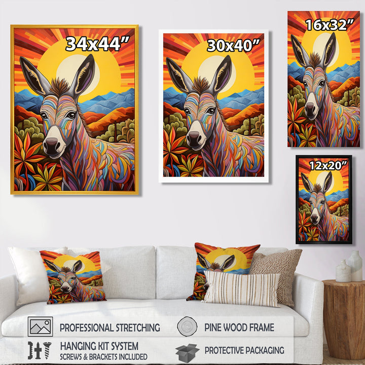 Donkey in colorful jungle landscape - Donkey Wall Decor