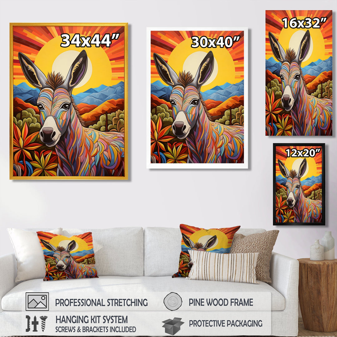 Donkey in colorful jungle landscape - Donkey Wall Decor