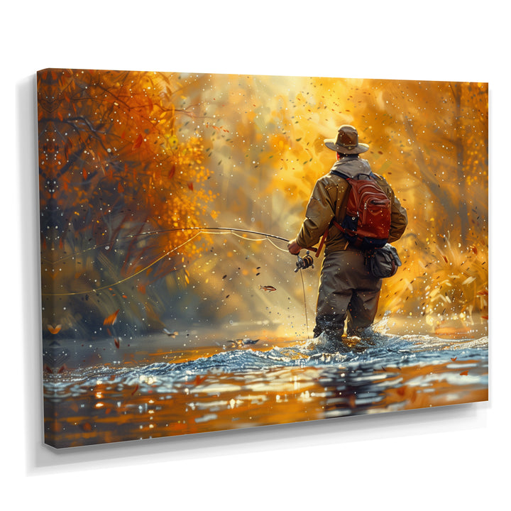 Autumn River Fishing - Hunting &amp; Fishing Canvas Wall Art