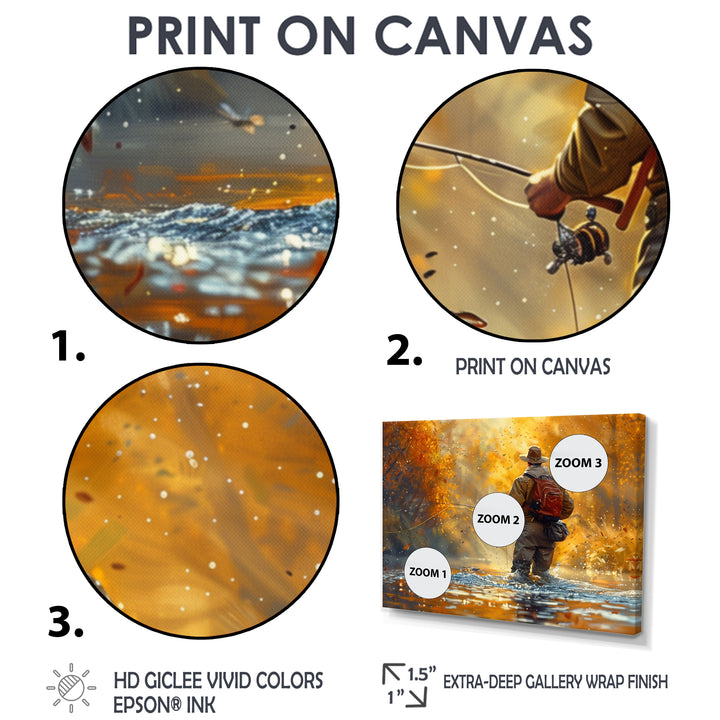 Autumn River Fishing - Hunting &amp; Fishing Canvas Wall Art