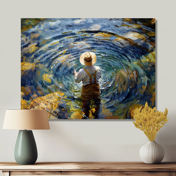 River Trout Fishing In The Mountains I - Hunting &amp; Fishing Canvas Wall Art