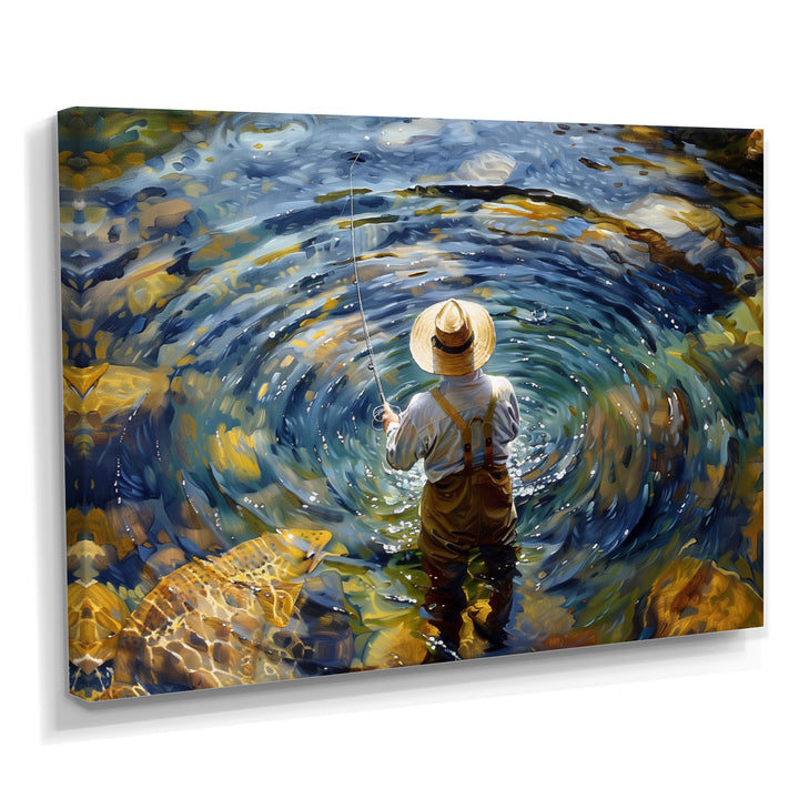 River Trout Fishing In The Mountains I - Hunting &amp; Fishing Canvas Wall Art