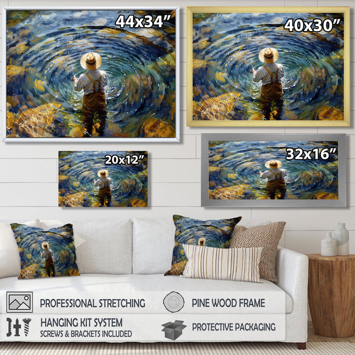 River Trout Fishing In The Mountains I - Hunting &amp; Fishing Canvas Wall Art