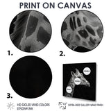 Giraffe profile on black - Gray Giraffe Wall Art