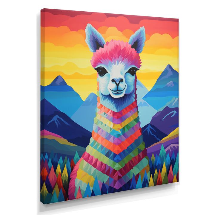 Colorful Alpaca in Chile mountain landscape - Llama Wall Decor
