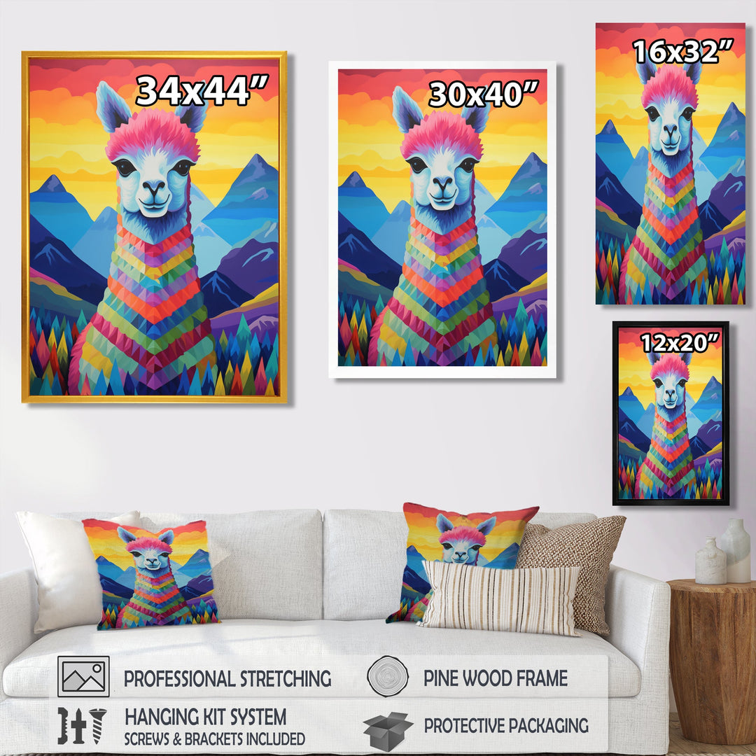 Colorful Alpaca in Chile mountain landscape - Llama Wall Decor