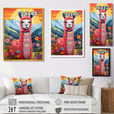 Pink Alpaca in Chile mountain blooms landscape - Llama Wall Decor