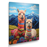 Colorful Alpacas in Chile mountain flower landscape - Llama Wall Art Prints