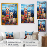 Colorful Alpacas in Chile mountain flower landscape - Llama Wall Art Prints