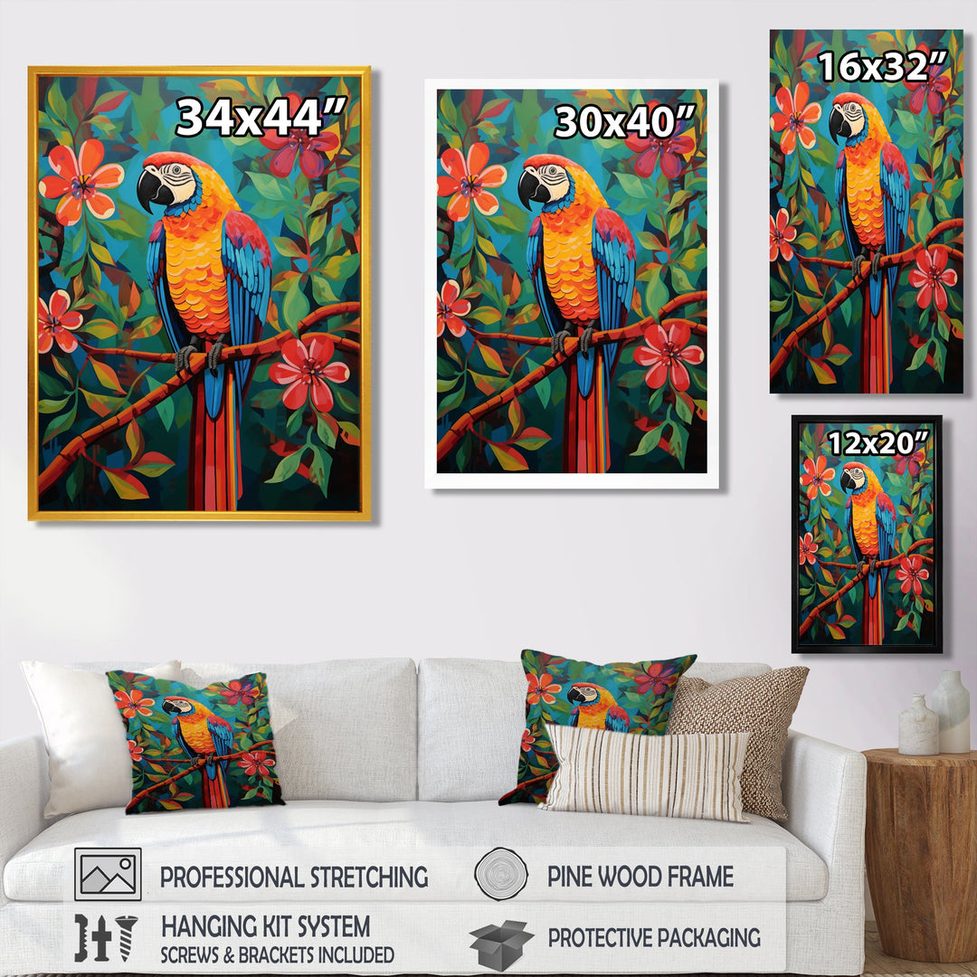 Orange blue Parrot in the African jungle - Parrot Wall Art Prints