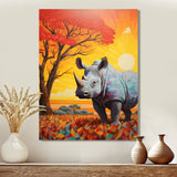 Rhinoceros at sunset in the Borneo Jungle - Rhino Living Room Wall Art