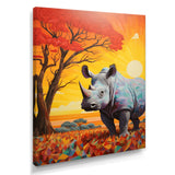 Rhinoceros at sunset in the Borneo Jungle - Rhino Living Room Wall Art