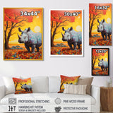 Rhinoceros at sunset in the Borneo Jungle - Rhino Living Room Wall Art