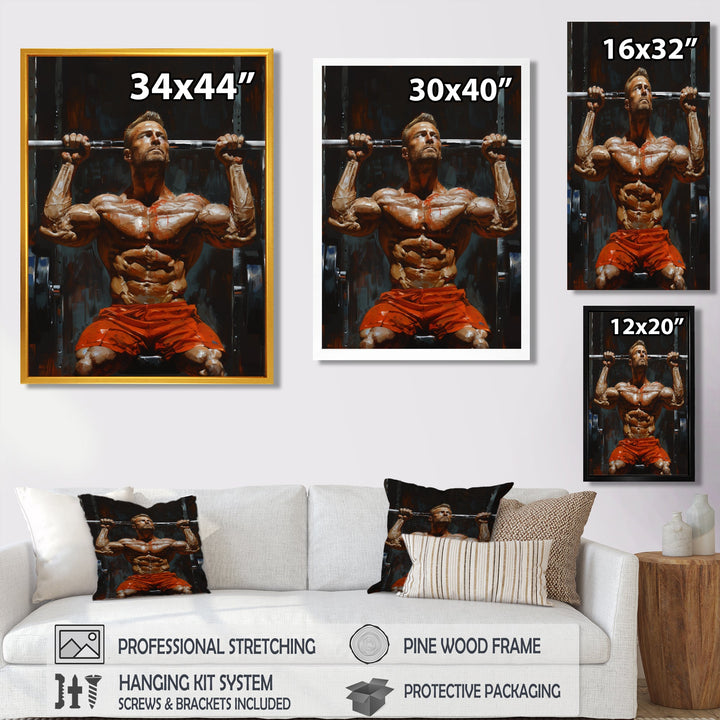 Determined Weightlifting Men Competition I - Aerobic &amp; Bodybuilding Canvas Wall Art