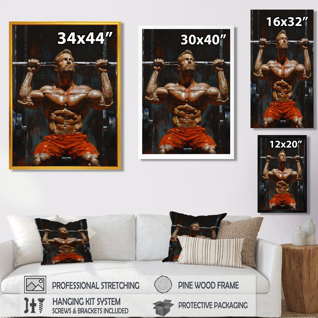 Determined Weightlifting Men Competition I - Aerobic &amp; Bodybuilding Canvas Wall Art