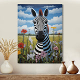 Funny Zebra meadows cartoon Portrait - Zebra Wall Decor