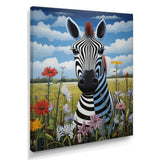 Funny Zebra meadows cartoon Portrait - Zebra Wall Decor
