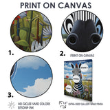 Funny Zebra meadows cartoon Portrait - Zebra Wall Decor