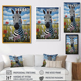 Funny Zebra meadows cartoon Portrait - Zebra Wall Decor