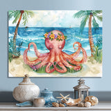 Octopus Meditating On The Beach In Hawaii - Octopus Framed Canvas Art