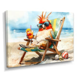 Cockatiel On The Beach Lounging - Coastal Animal Canvas Wall Art
