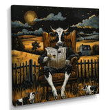 Cow Reading In The Meadow On A Chair - Cow Wall Art Prints