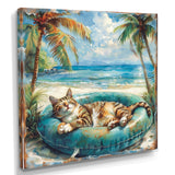 Felines Coastal Cat Nap Oasis - Blue Coastal Animal Wall Art