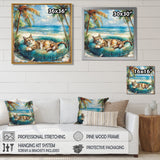Felines Coastal Cat Nap Oasis - Blue Coastal Animal Wall Art