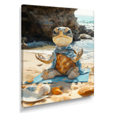 Turtle Beach Yoga In Caribbean - Coastal Animal Framed Canvas Art