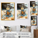 Turtle Beach Yoga In Caribbean - Coastal Animal Framed Canvas Art