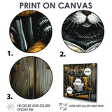 Gothic Cat Reading Newspaper On A Chair - Cat Large Canvas Wall Art