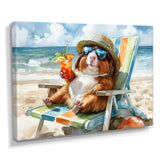 Guinea Pig Beachside Lounging - Coastal Animal Home Decor Art