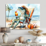 Lizard On A Beach Lounging Chair - Coastal Animal Canvas Wall Art