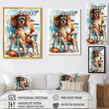 Brown Poodle Dog On The Beach Relaxing - Coastal Animal Wall Art Prints