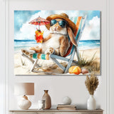 Rabbit On The Beach Relaxing - Coastal Animal Wall Art Prints