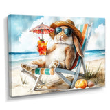Rabbit On The Beach Relaxing - Coastal Animal Wall Art Prints