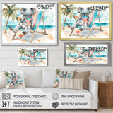 Cute Koala Beach Relaxing - Gray Coastal Animal Wall Art