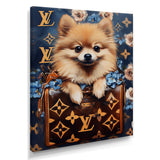 High Fashion Pomeranian Dog In Handbag - Dog Canvas Wall Art