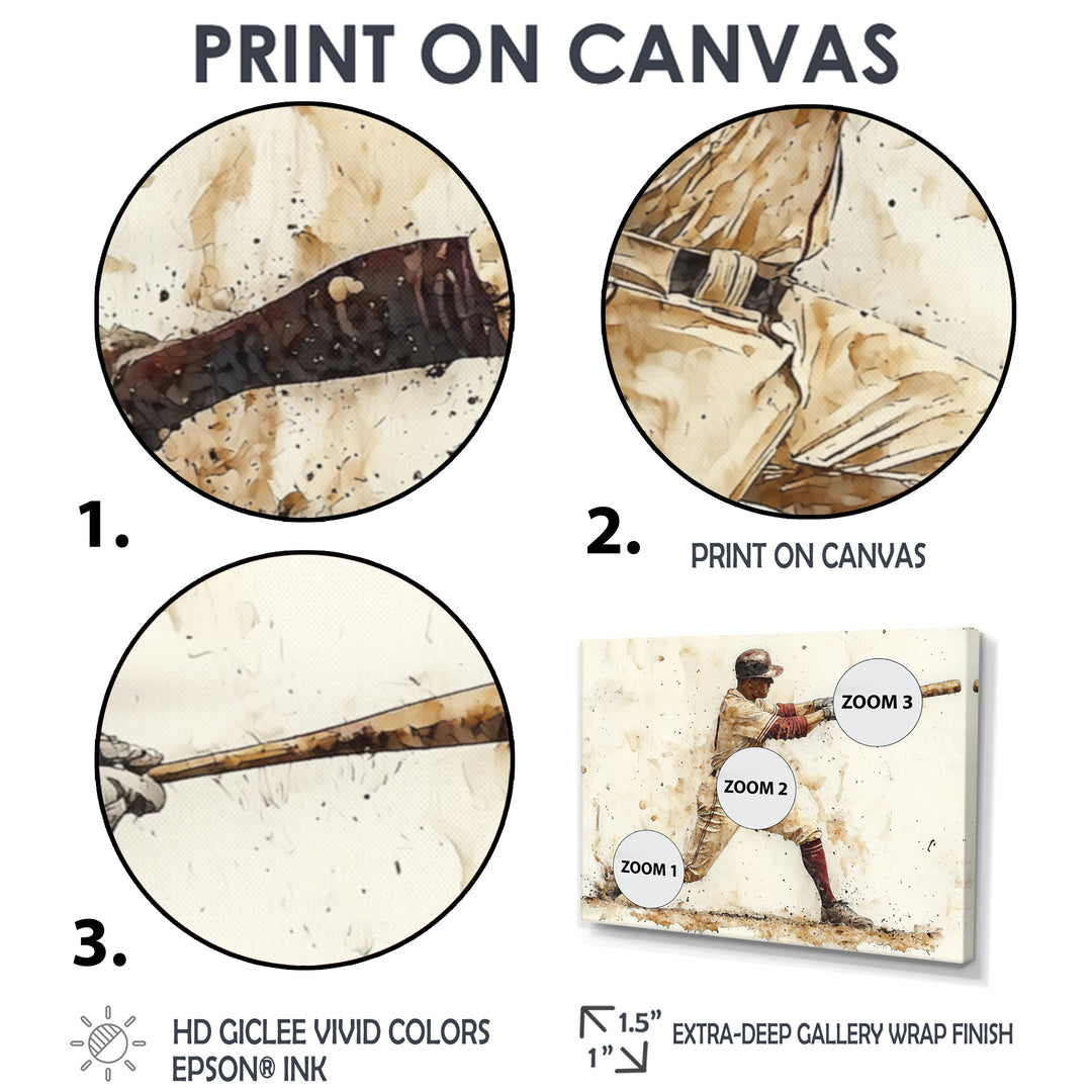 White Red Baseball Player Hitting A Home Run I - Sport Baseball Canvas Wall Art