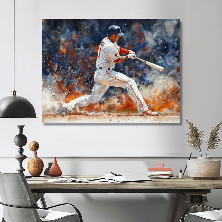 White Red Baseball Player On The Field - Sport Baseball Canvas Wall Art