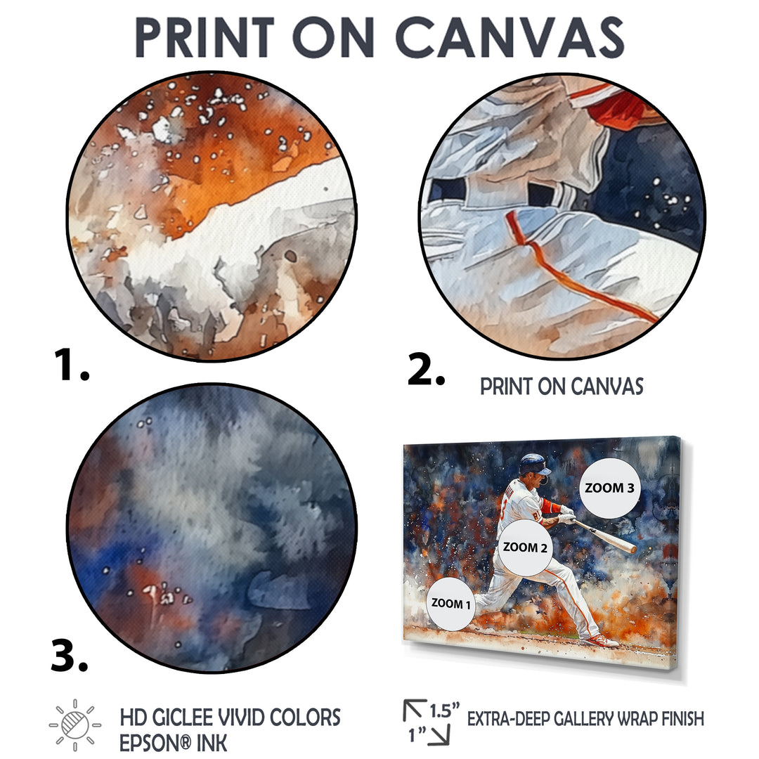 White Red Baseball Player On The Field - Sport Baseball Canvas Wall Art