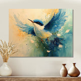 Blue And Yellow Bird Feathered Frenzy - Blue Bird Wall Art