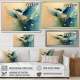 Blue And Yellow Bird Feathered Frenzy - Blue Bird Wall Art