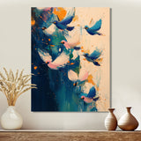 Blue And Yellow Bird Shuttlecock Frenzy - Blue Bird Wall Art