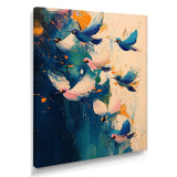 Blue And Yellow Bird Shuttlecock Frenzy - Blue Bird Wall Art